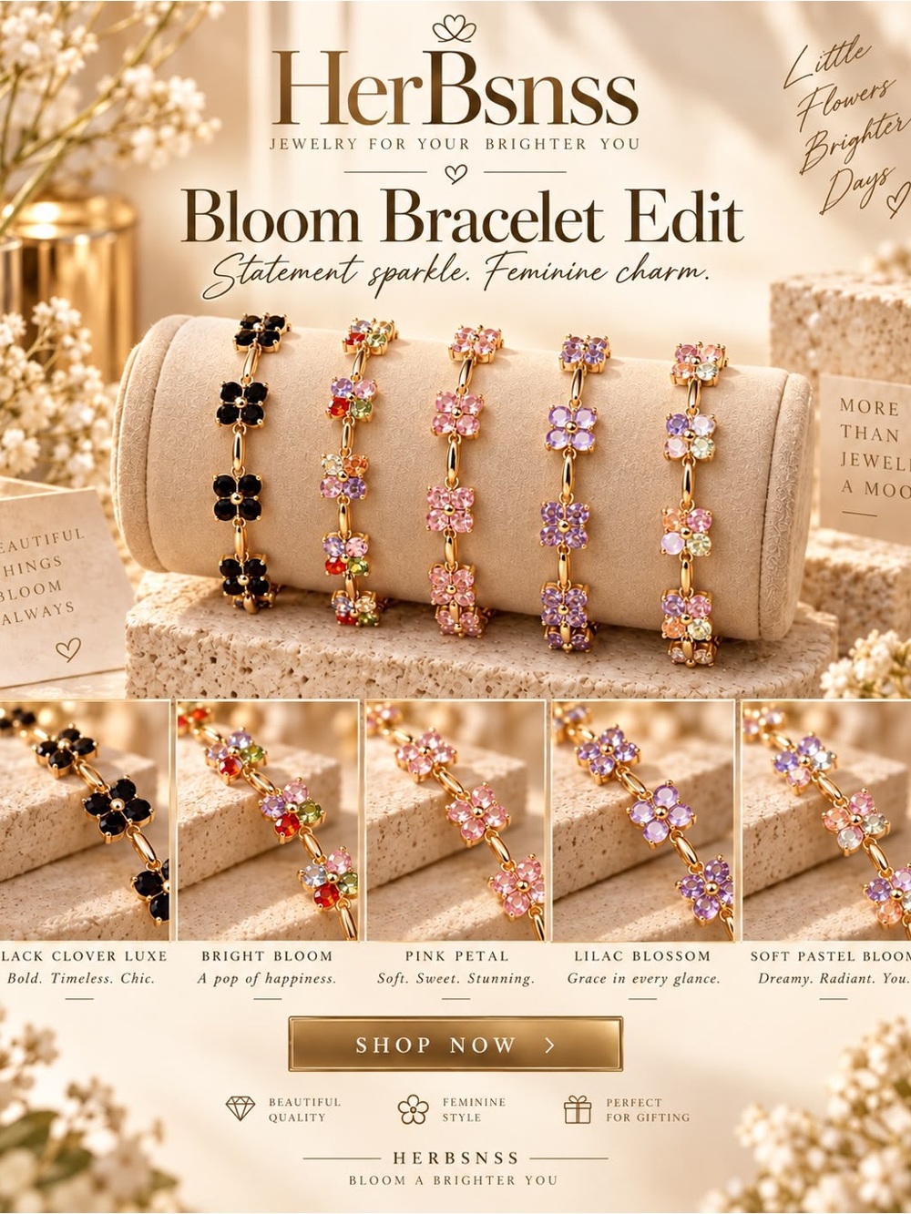 Bloom Bracelet - Pink Petal Flower Chain Bracelet